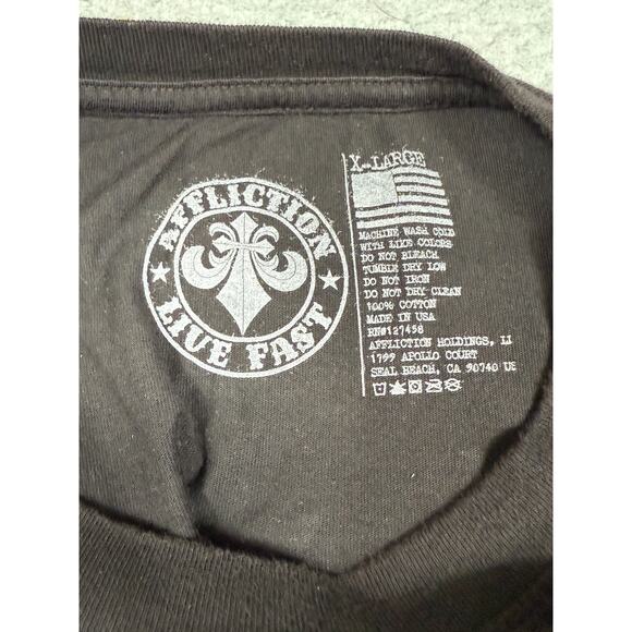 Affliction Womens Size XL American Customs Volume Split T-Shirt - Picture 3 of 14